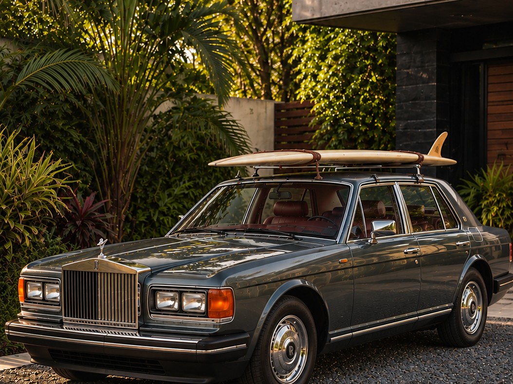 Concept: surfboard mounted on the roof